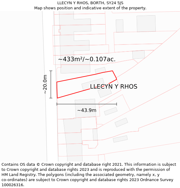 LLECYN Y RHOS, BORTH, SY24 5JS: Plot and title map