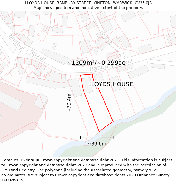 LLOYDS HOUSE, BANBURY STREET, KINETON, WARWICK, CV35 0JS: Plot and title map