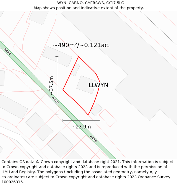 LLWYN, CARNO, CAERSWS, SY17 5LG: Plot and title map