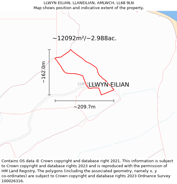 LLWYN EILIAN, LLANEILIAN, AMLWCH, LL68 9LN: Plot and title map