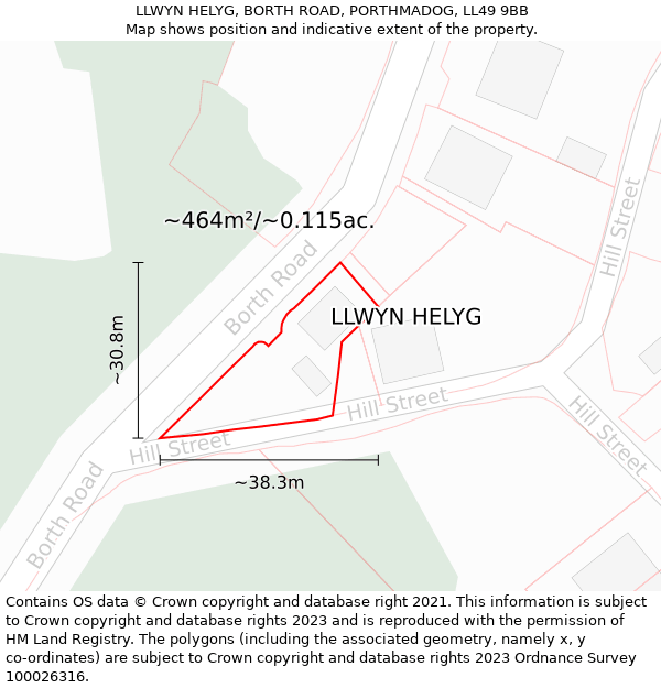 LLWYN HELYG, BORTH ROAD, PORTHMADOG, LL49 9BB: Plot and title map