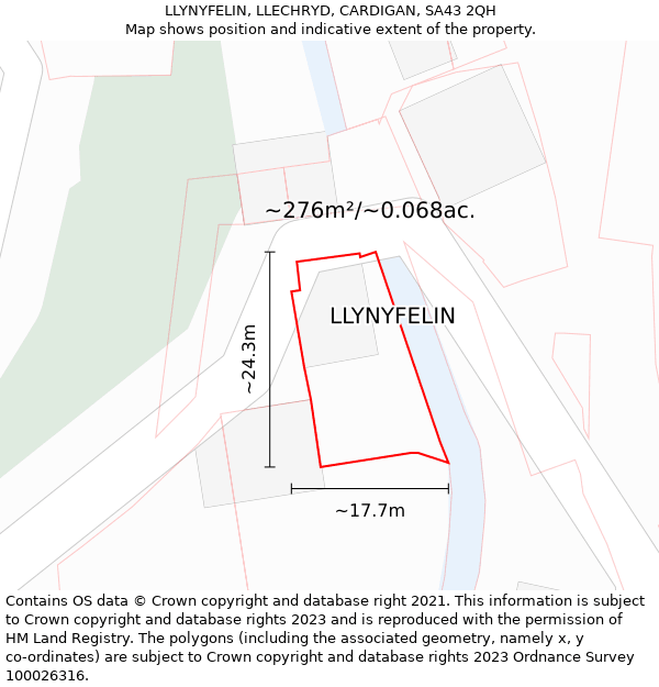 LLYNYFELIN, LLECHRYD, CARDIGAN, SA43 2QH: Plot and title map