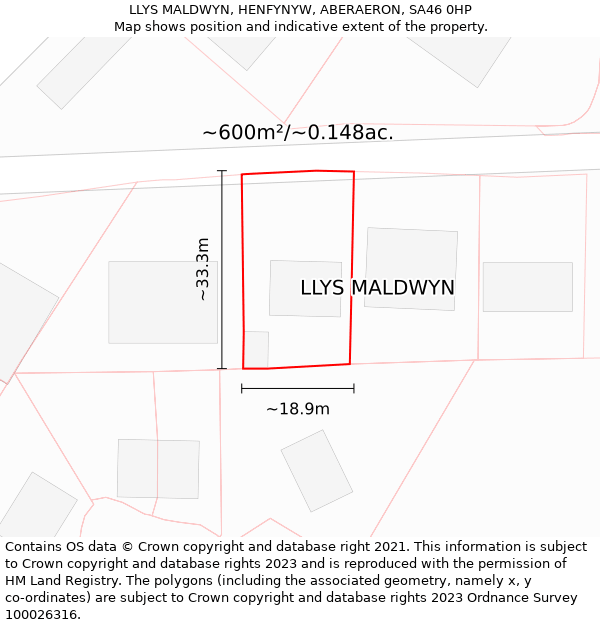 LLYS MALDWYN, HENFYNYW, ABERAERON, SA46 0HP: Plot and title map