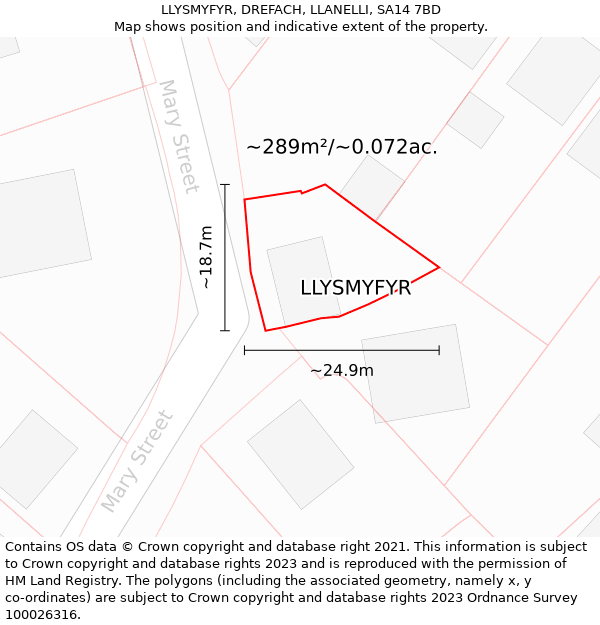 LLYSMYFYR, DREFACH, LLANELLI, SA14 7BD: Plot and title map