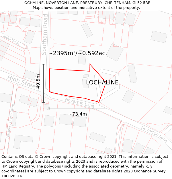 LOCHALINE, NOVERTON LANE, PRESTBURY, CHELTENHAM, GL52 5BB: Plot and title map