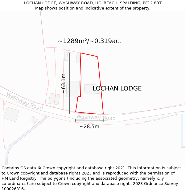 LOCHAN LODGE, WASHWAY ROAD, HOLBEACH, SPALDING, PE12 8BT: Plot and title map