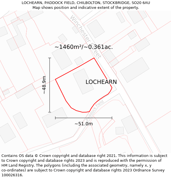 LOCHEARN, PADDOCK FIELD, CHILBOLTON, STOCKBRIDGE, SO20 6AU: Plot and title map