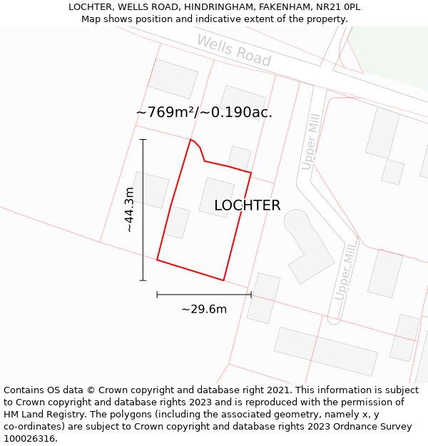 LOCHTER, WELLS ROAD, HINDRINGHAM, FAKENHAM, NR21 0PL: Plot and title map