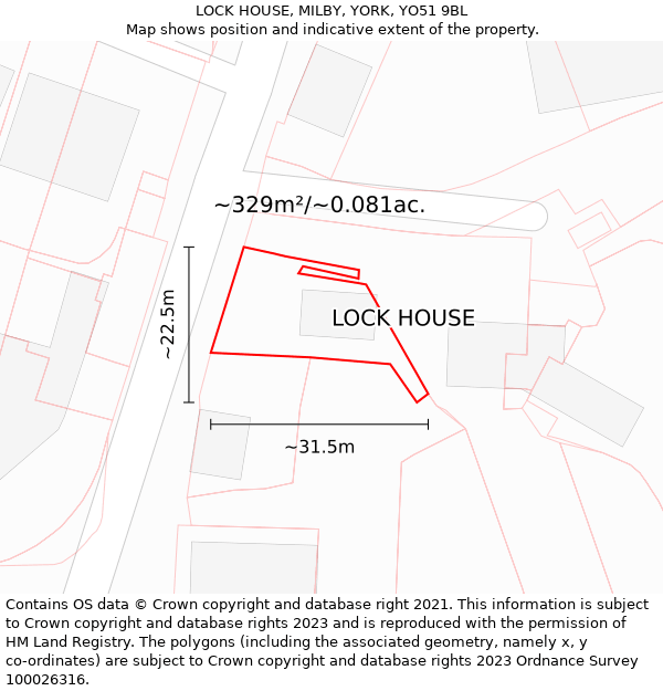 LOCK HOUSE, MILBY, YORK, YO51 9BL: Plot and title map