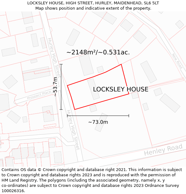 LOCKSLEY HOUSE, HIGH STREET, HURLEY, MAIDENHEAD, SL6 5LT: Plot and title map