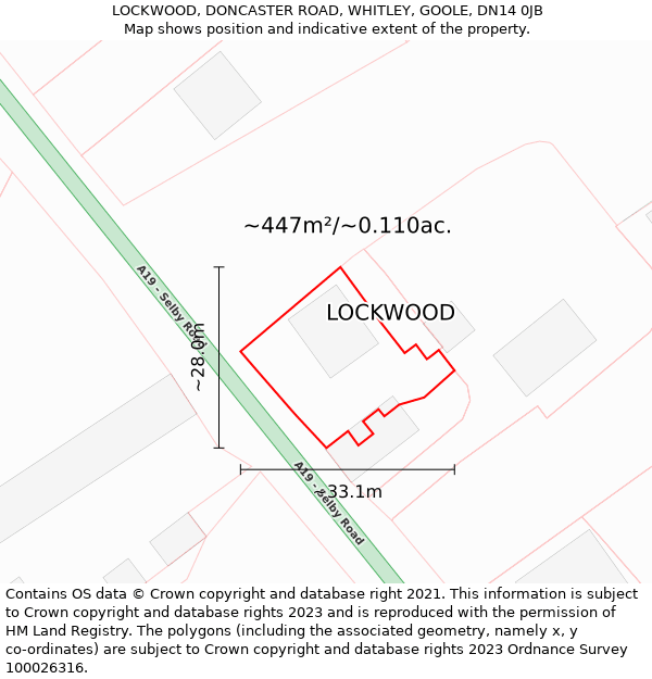 LOCKWOOD, DONCASTER ROAD, WHITLEY, GOOLE, DN14 0JB: Plot and title map