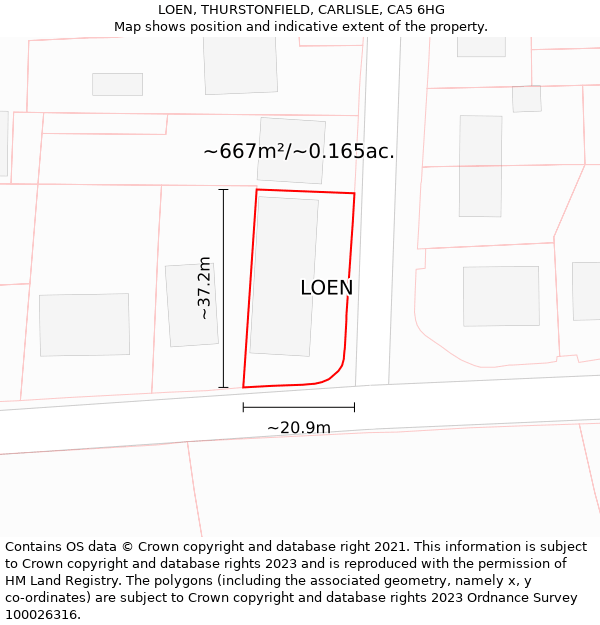 LOEN, THURSTONFIELD, CARLISLE, CA5 6HG: Plot and title map