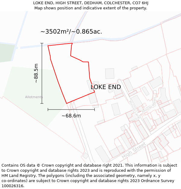 LOKE END, HIGH STREET, DEDHAM, COLCHESTER, CO7 6HJ: Plot and title map