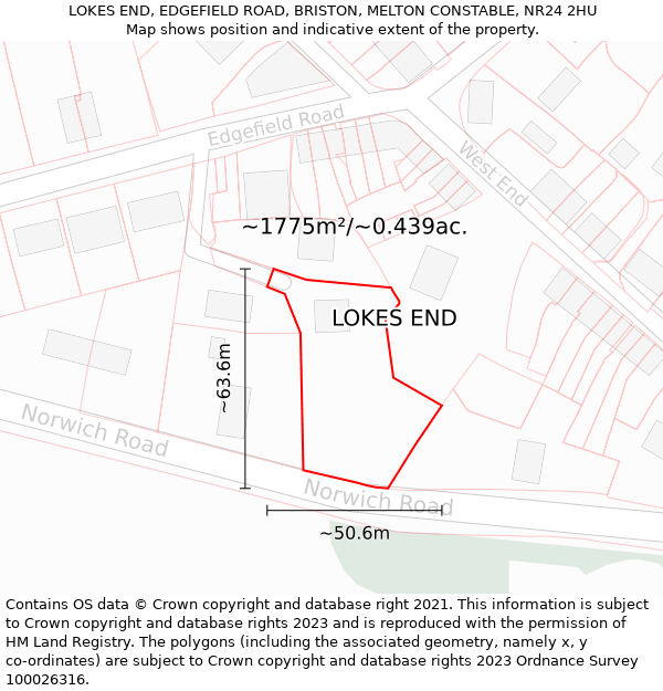 LOKES END, EDGEFIELD ROAD, BRISTON, MELTON CONSTABLE, NR24 2HU: Plot and title map