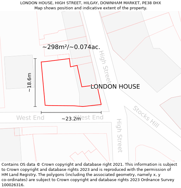 LONDON HOUSE, HIGH STREET, HILGAY, DOWNHAM MARKET, PE38 0HX: Plot and title map