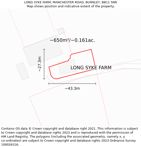 LONG SYKE FARM, MANCHESTER ROAD, BURNLEY, BB11 5NR: Plot and title map