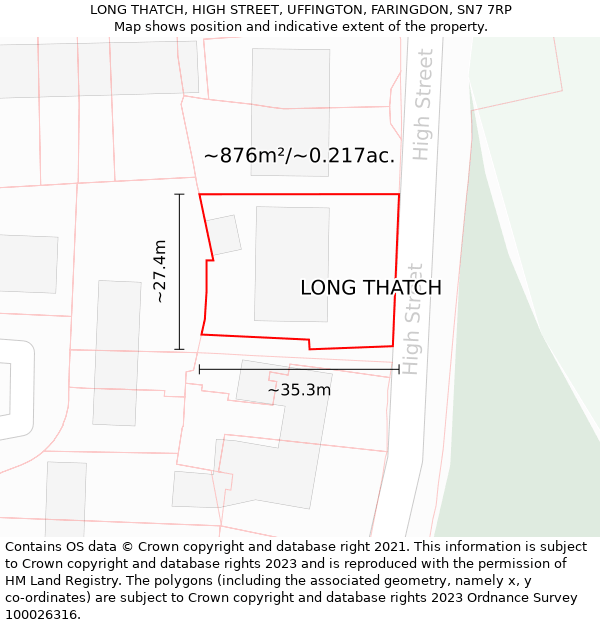 LONG THATCH, HIGH STREET, UFFINGTON, FARINGDON, SN7 7RP: Plot and title map