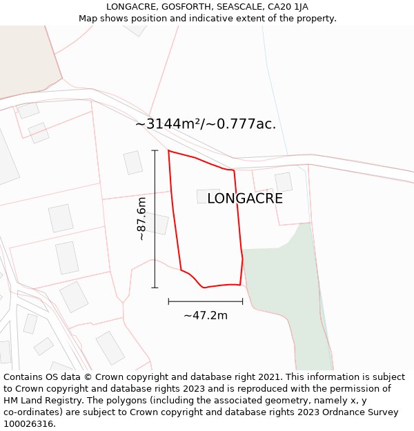 LONGACRE, GOSFORTH, SEASCALE, CA20 1JA: Plot and title map