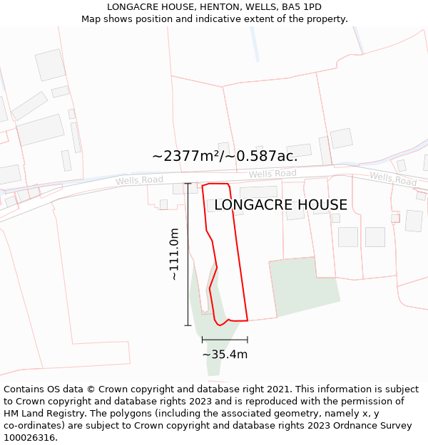 LONGACRE HOUSE, HENTON, WELLS, BA5 1PD: Plot and title map