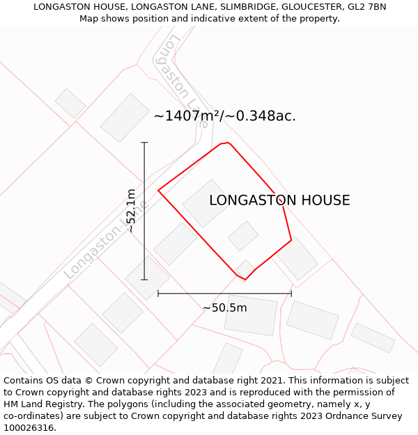 LONGASTON HOUSE, LONGASTON LANE, SLIMBRIDGE, GLOUCESTER, GL2 7BN: Plot and title map