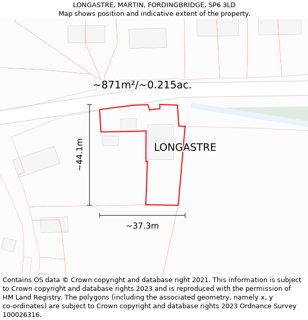 LONGASTRE, MARTIN, FORDINGBRIDGE, SP6 3LD: Plot and title map
