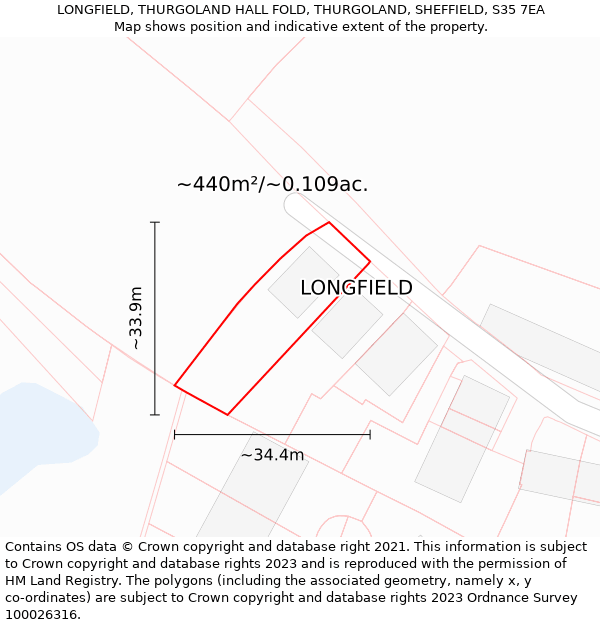 LONGFIELD, THURGOLAND HALL FOLD, THURGOLAND, SHEFFIELD, S35 7EA: Plot and title map