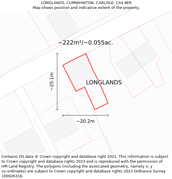 LONGLANDS, CUMWHINTON, CARLISLE, CA4 8ER: Plot and title map