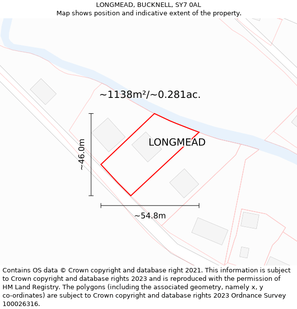 LONGMEAD, BUCKNELL, SY7 0AL: Plot and title map