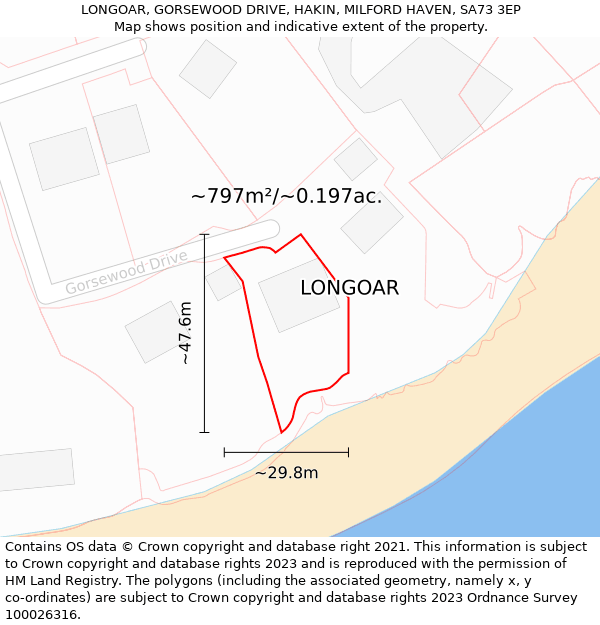 LONGOAR, GORSEWOOD DRIVE, HAKIN, MILFORD HAVEN, SA73 3EP: Plot and title map