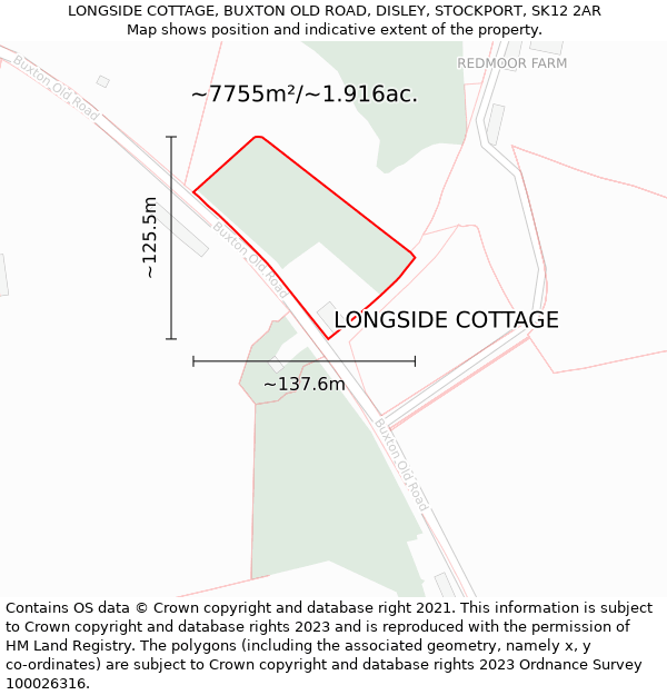 LONGSIDE COTTAGE, BUXTON OLD ROAD, DISLEY, STOCKPORT, SK12 2AR: Plot and title map