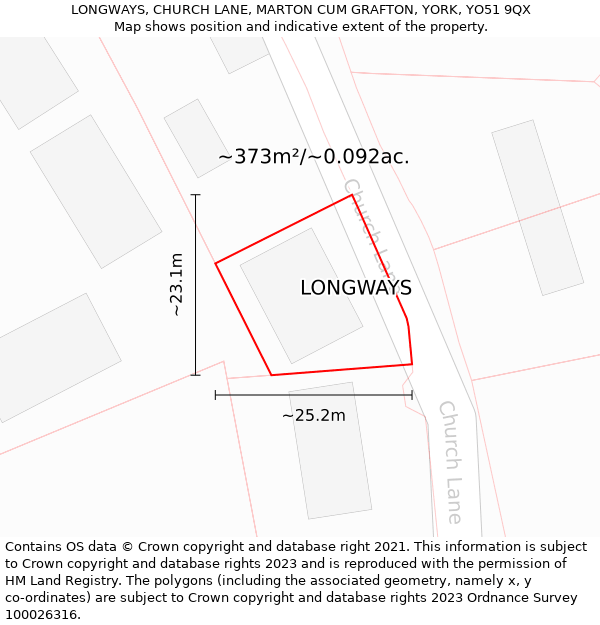 LONGWAYS, CHURCH LANE, MARTON CUM GRAFTON, YORK, YO51 9QX: Plot and title map