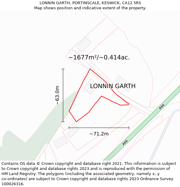 LONNIN GARTH, PORTINSCALE, KESWICK, CA12 5RS: Plot and title map