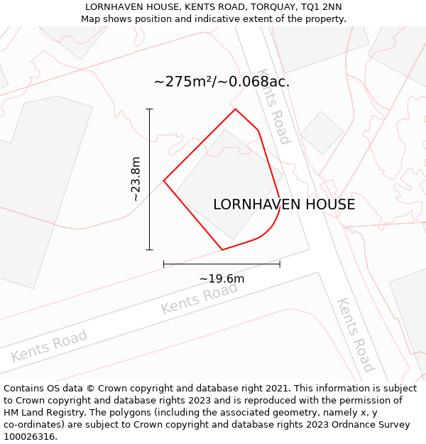 LORNHAVEN HOUSE, KENTS ROAD, TORQUAY, TQ1 2NN: Plot and title map