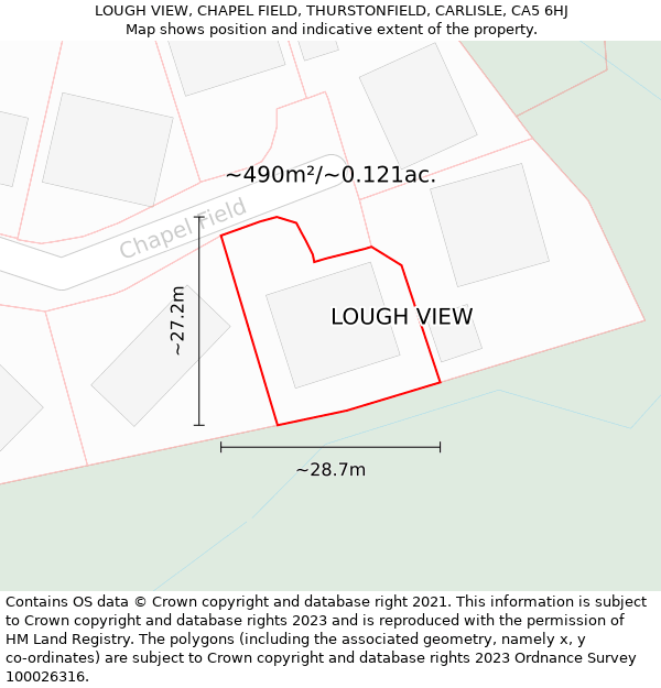 LOUGH VIEW, CHAPEL FIELD, THURSTONFIELD, CARLISLE, CA5 6HJ: Plot and title map