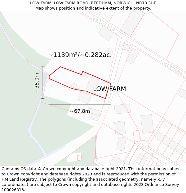 LOW FARM, LOW FARM ROAD, REEDHAM, NORWICH, NR13 3HE: Plot and title map