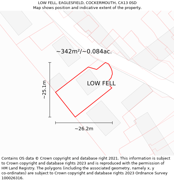 LOW FELL, EAGLESFIELD, COCKERMOUTH, CA13 0SD: Plot and title map