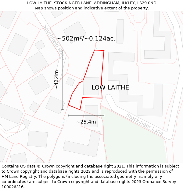 LOW LAITHE, STOCKINGER LANE, ADDINGHAM, ILKLEY, LS29 0ND: Plot and title map