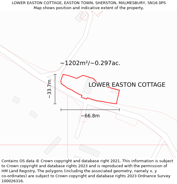 LOWER EASTON COTTAGE, EASTON TOWN, SHERSTON, MALMESBURY, SN16 0PS: Plot and title map