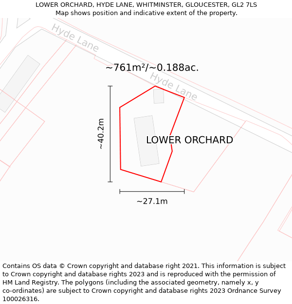 LOWER ORCHARD, HYDE LANE, WHITMINSTER, GLOUCESTER, GL2 7LS: Plot and title map