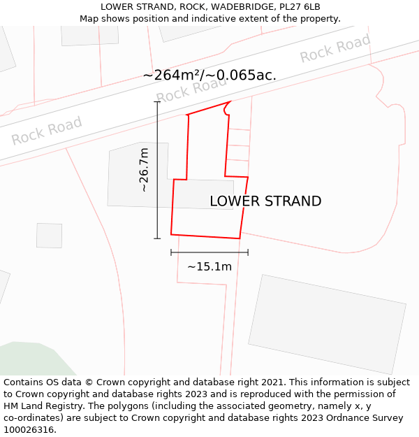 LOWER STRAND, ROCK, WADEBRIDGE, PL27 6LB: Plot and title map