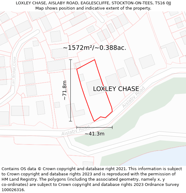 LOXLEY CHASE, AISLABY ROAD, EAGLESCLIFFE, STOCKTON-ON-TEES, TS16 0JJ: Plot and title map