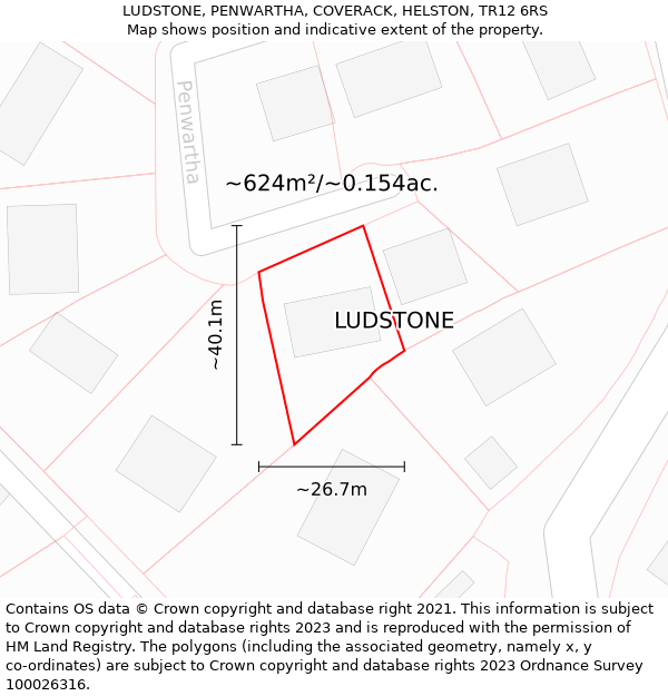 LUDSTONE, PENWARTHA, COVERACK, HELSTON, TR12 6RS: Plot and title map