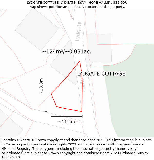 LYDGATE COTTAGE, LYDGATE, EYAM, HOPE VALLEY, S32 5QU: Plot and title map