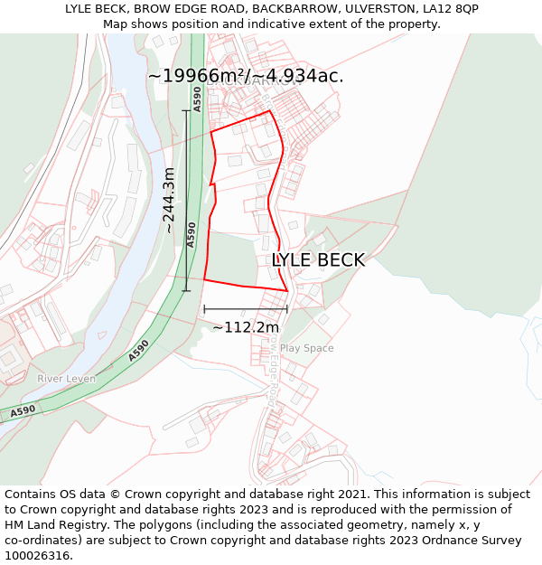 LYLE BECK, BROW EDGE ROAD, BACKBARROW, ULVERSTON, LA12 8QP: Plot and title map