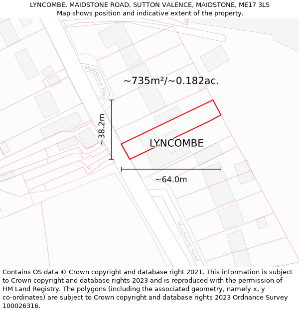 LYNCOMBE, MAIDSTONE ROAD, SUTTON VALENCE, MAIDSTONE, ME17 3LS: Plot and title map