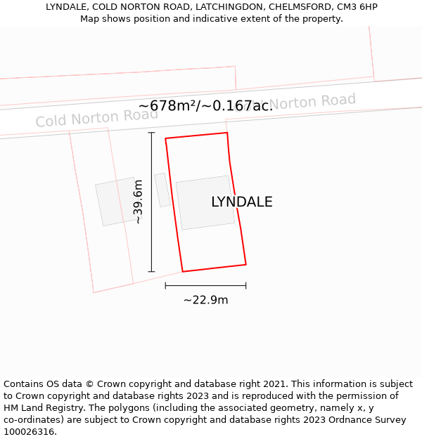 LYNDALE, COLD NORTON ROAD, LATCHINGDON, CHELMSFORD, CM3 6HP: Plot and title map
