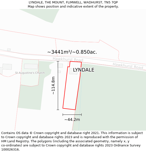 LYNDALE, THE MOUNT, FLIMWELL, WADHURST, TN5 7QP: Plot and title map