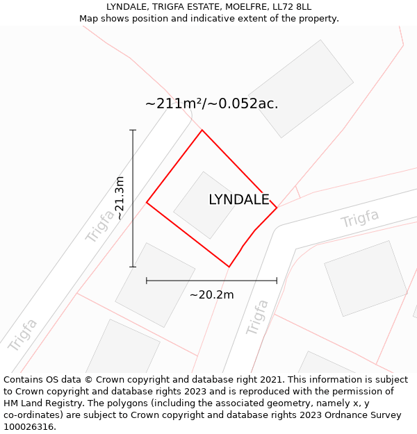 LYNDALE, TRIGFA ESTATE, MOELFRE, LL72 8LL: Plot and title map