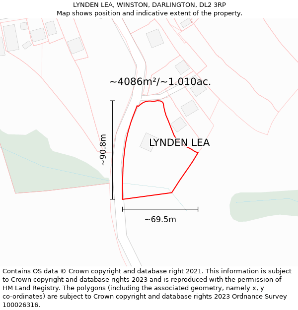 LYNDEN LEA, WINSTON, DARLINGTON, DL2 3RP: Plot and title map