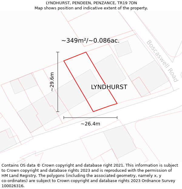 LYNDHURST, PENDEEN, PENZANCE, TR19 7DN: Plot and title map